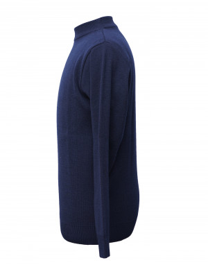 Men pure wool sweater plain heavy navy